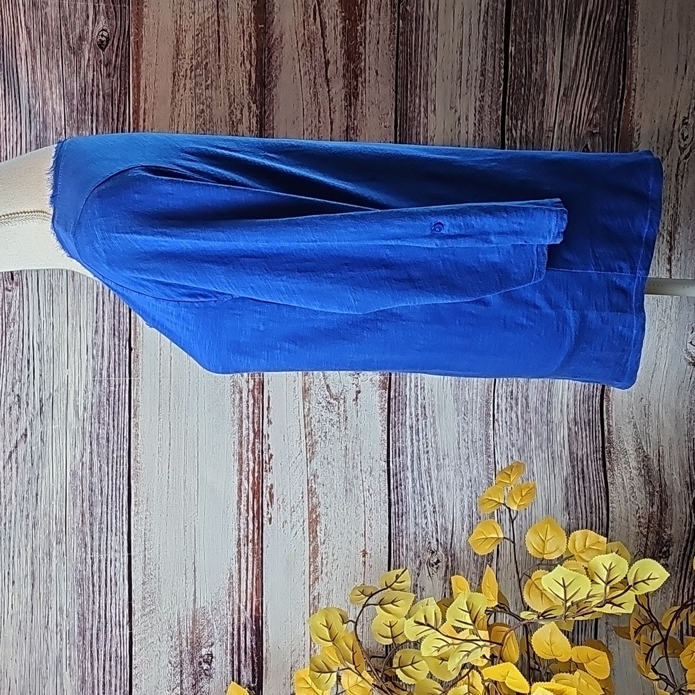 LANE BRYANT COOL & CASUAL 3/4 ROLL-TAB COBALT BLUE PULLOVER COTTON SLUB - Picture 7 of 13